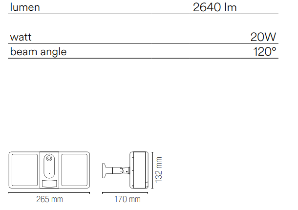 Proiettore IP54 con TELECAMERA di sicurezza SMART WI-FI compatibile con IOS,ANDROID e VOICE CONTROL luce natura 4000°k 20W 2640 LM VYSOR Proiettore IP54 con TELECAMERA di sicurezza SMART WI-FI compatibile con IOS,ANDROID e VOICE CONTROL luce natura 4000°k 20W 2640 LM VYSOR
